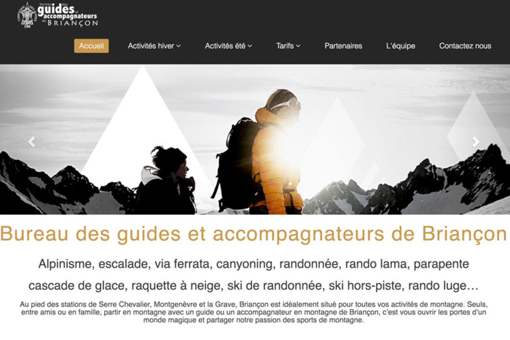 Le site du bureau des guides de Briancon